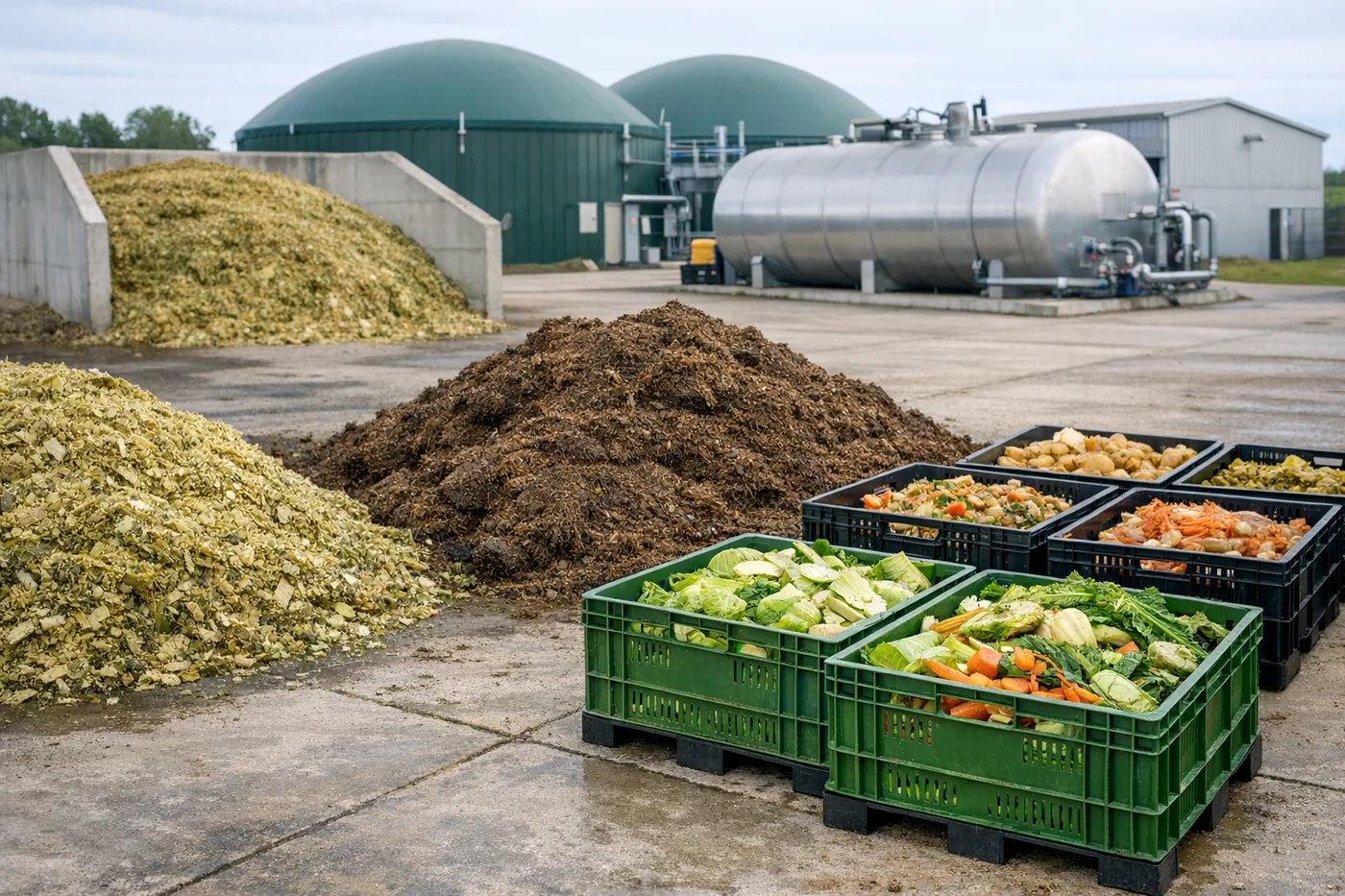 Substraty organiczne przygotowane do dostaw dla biogazowni